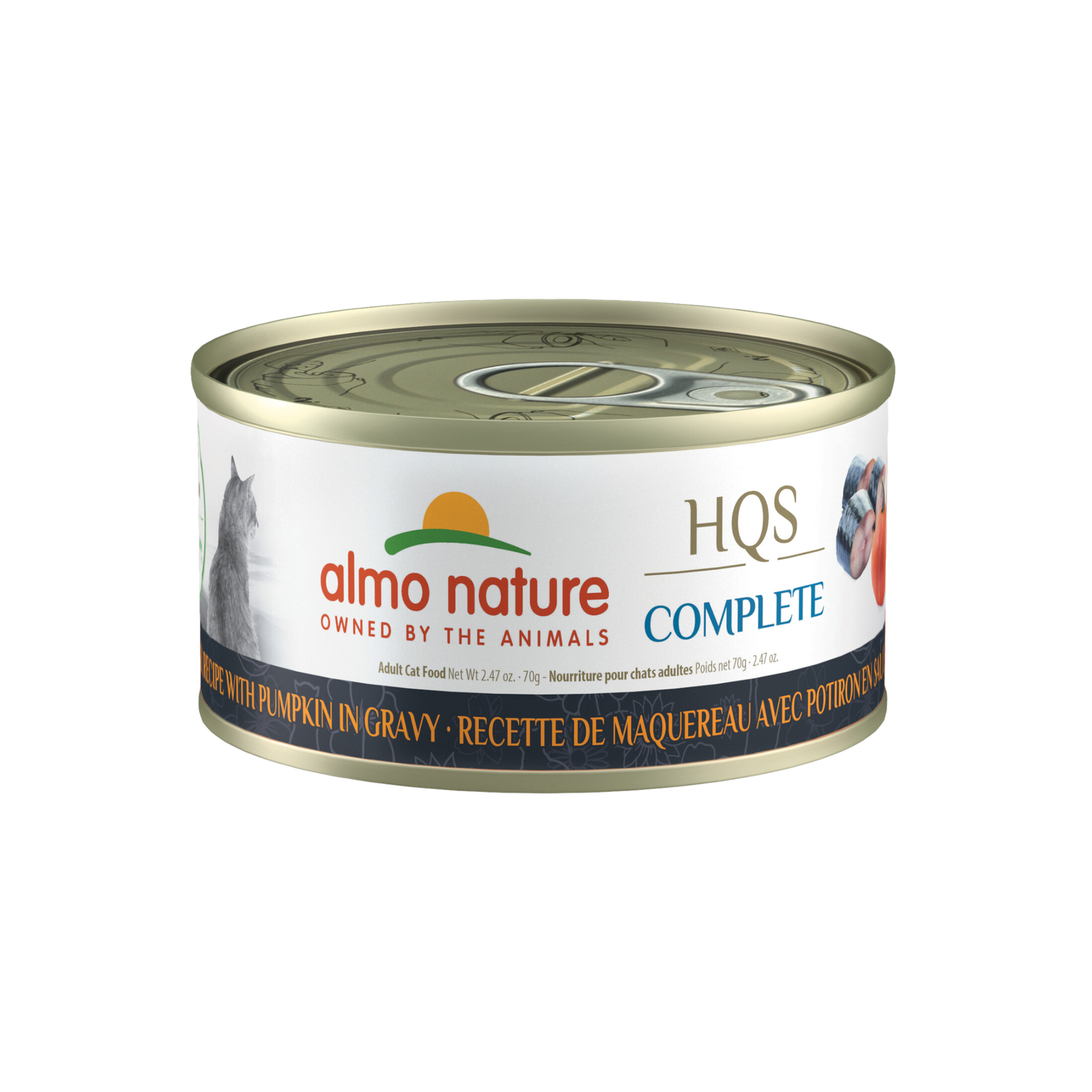 Almo Nature - Nourriture humide pour chat au maquereau et à la citrouille en sauce (morceaux déchiquetés)