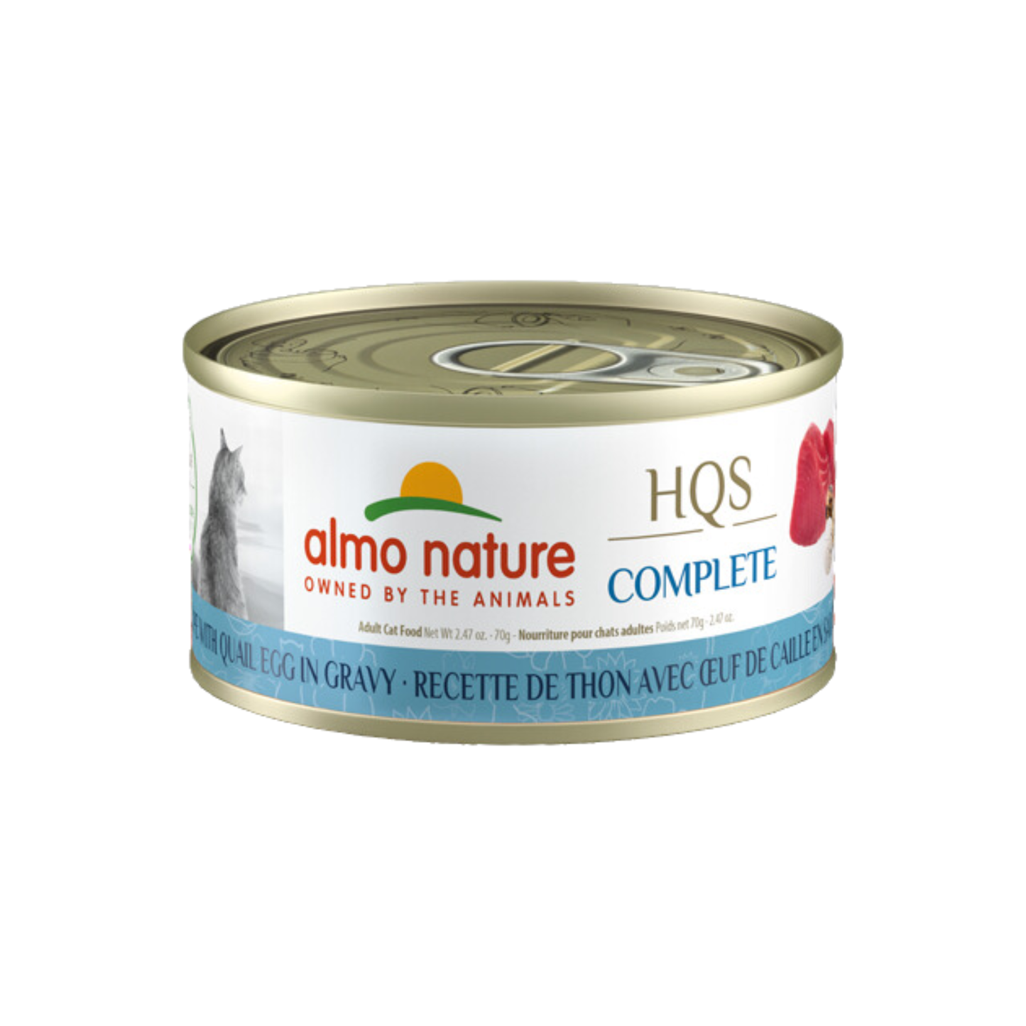 Almo Nature - Nourriture humide pour chat au thon avec œuf de caille en sauce (morceaux déchiquetés)