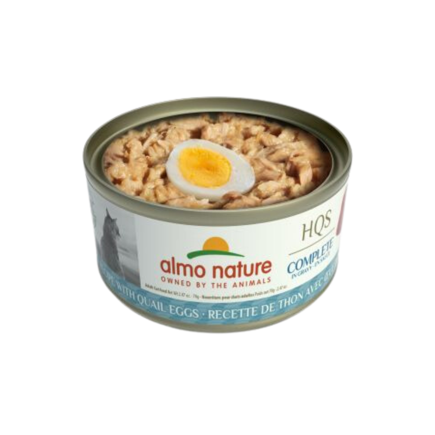Almo Nature - Nourriture humide pour chat au thon avec œuf de caille en sauce (morceaux déchiquetés)