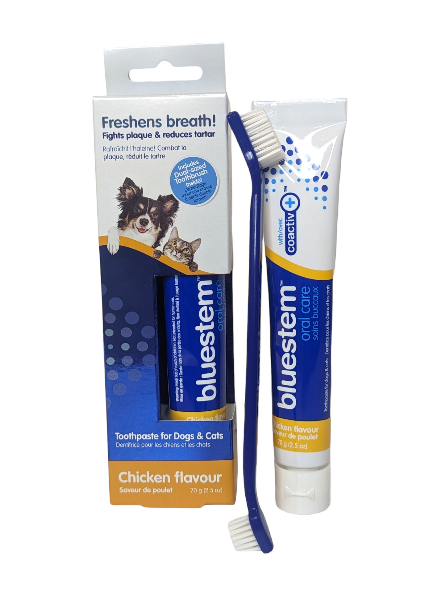 Bluestem - Dentifrice et kit de soins dentaires pour chien et chat (au poulet)
