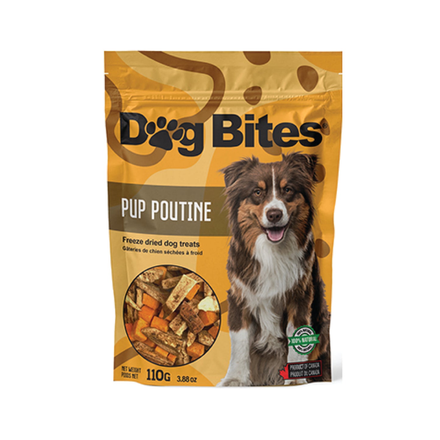 Dog Bites - Pup Poutine Friandises pour chiens au foie de bœuf, patates douces et cheddar lyophilisés