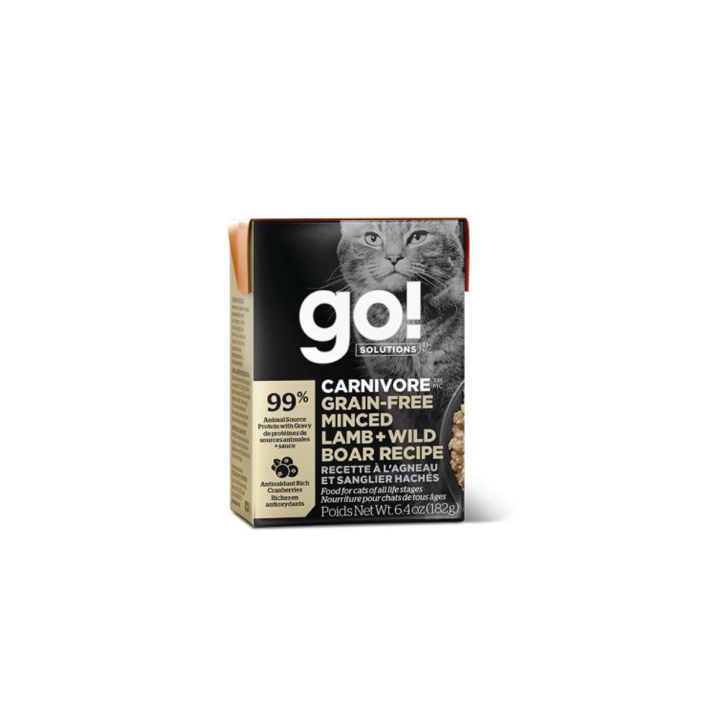 Go! - Carnivore recette d'agneau & de sanglier hachés (sans grains) pour chat