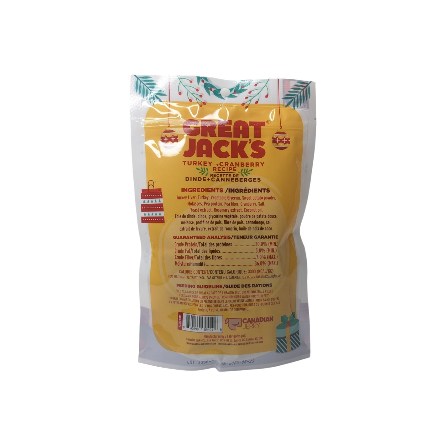 Great Jack's - Gâteries moelleuses des fêtes pour chien (dinde et canneberge)