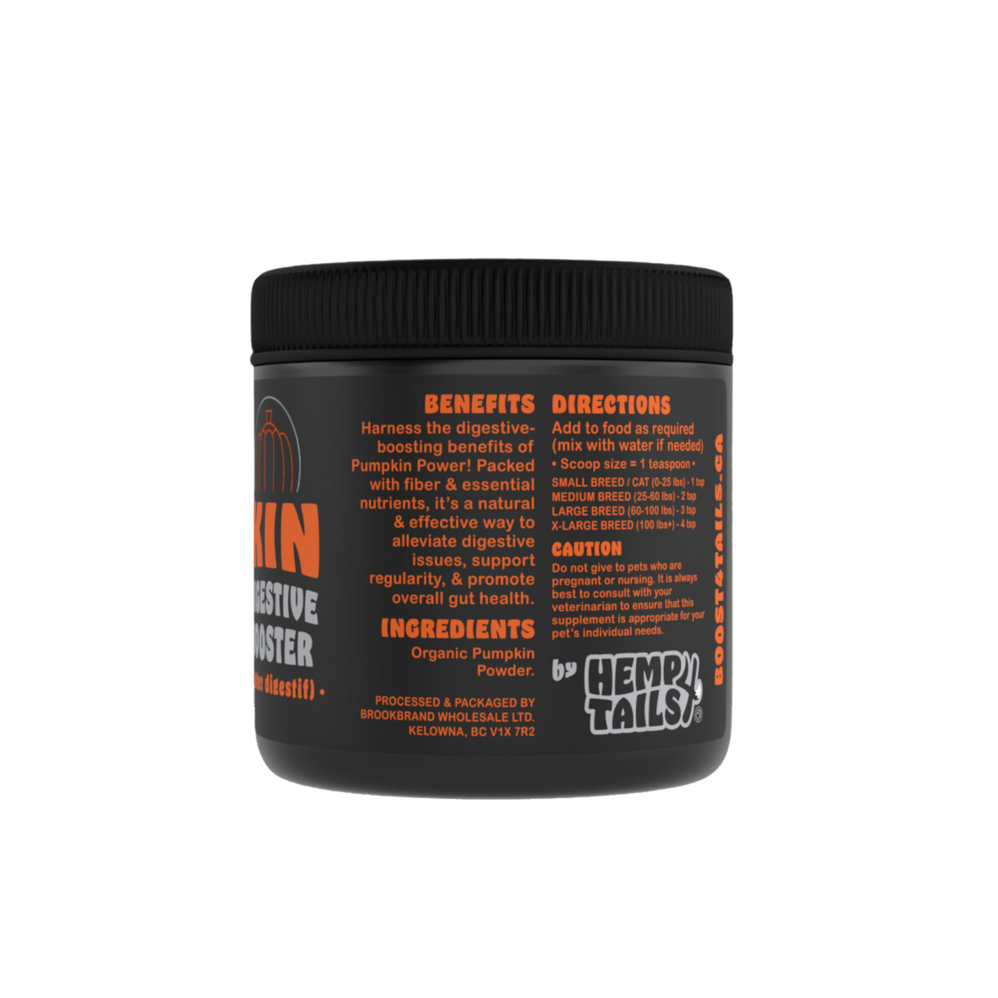 Hemp 4 Tails - Poudre de citrouille supplément digestif pour chien et chat