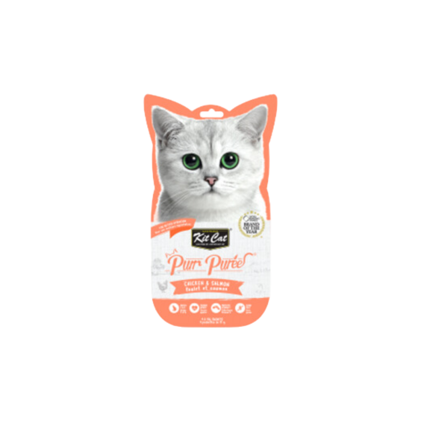 Kit Cat - Purr Purées® friandise en tubes au poulet et au saumon (4 x 15g)