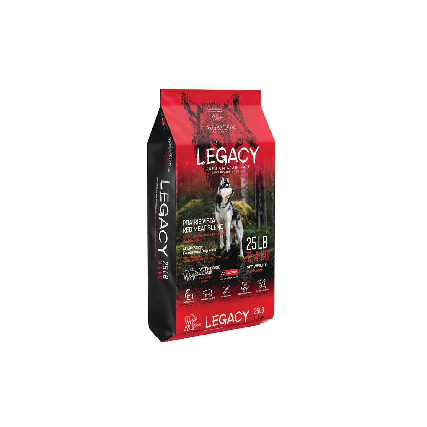 Legacy - Nourriture pour chien à la viande rouge Prairie Vista (porc et agneau, sans grains)