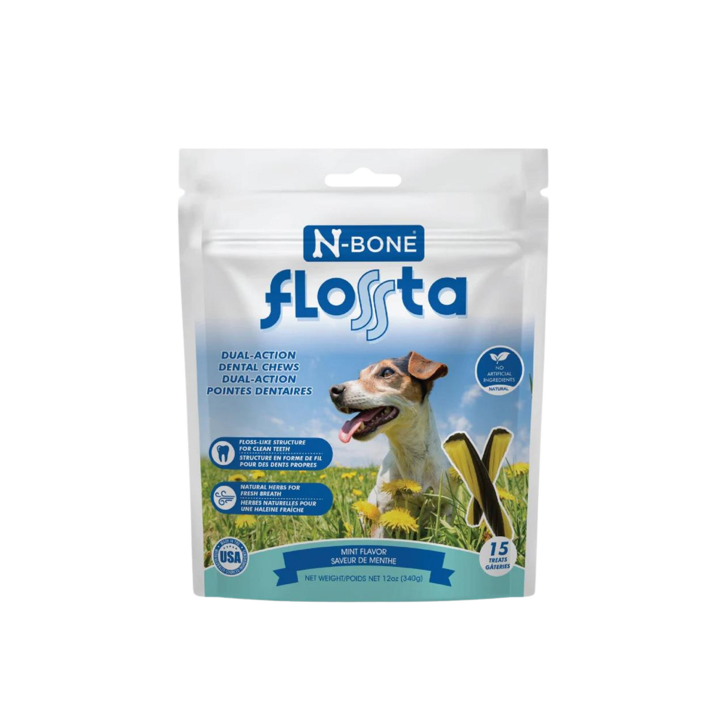 N-Bone - Flossta gâteries dentaires pour chien à double action (menthe)