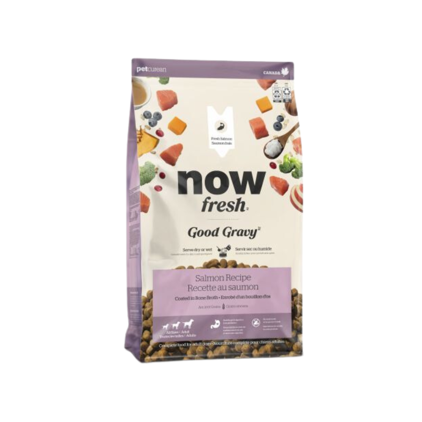 Now Fresh - Good Gravy Coated in Bone Broth Dry Dog Food (Salmon, with Grains)