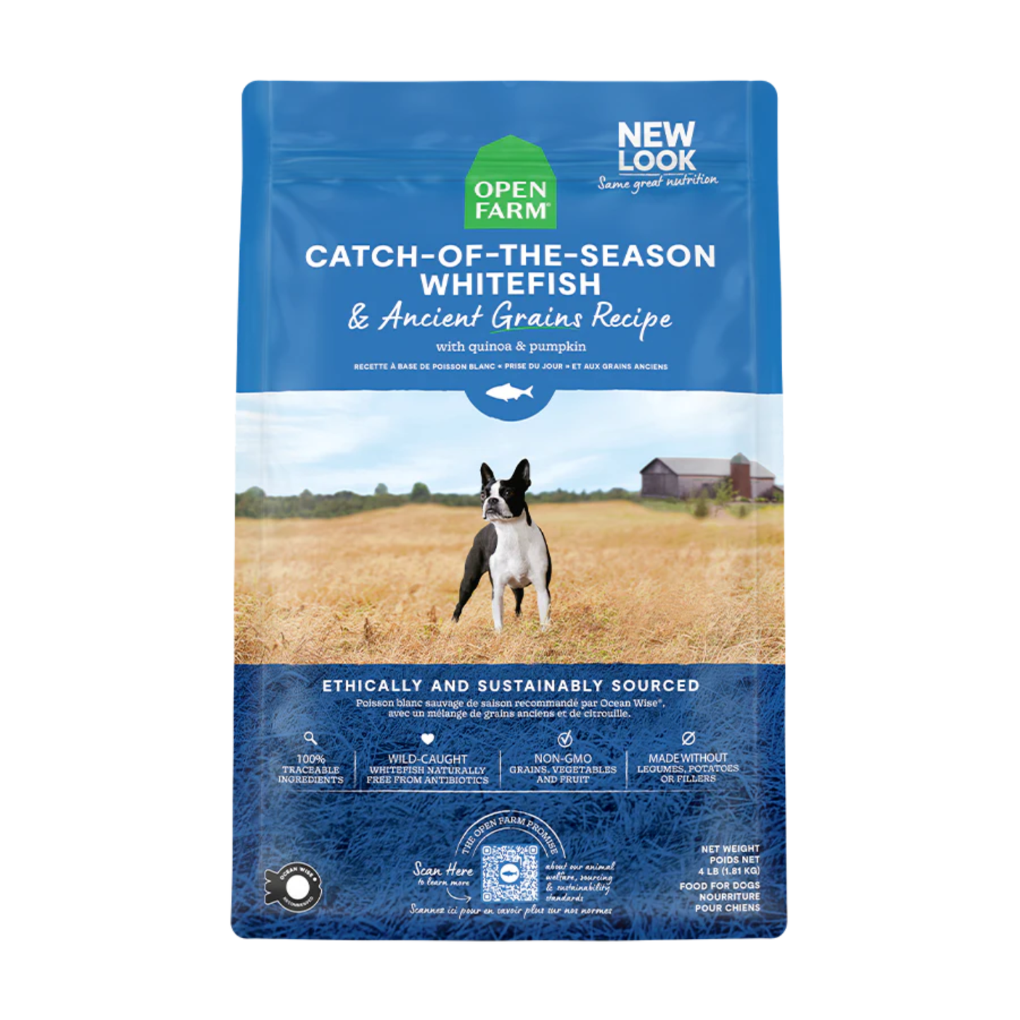 Open Farm - Croquettes pour chien (poisson blanc, avec grains)
