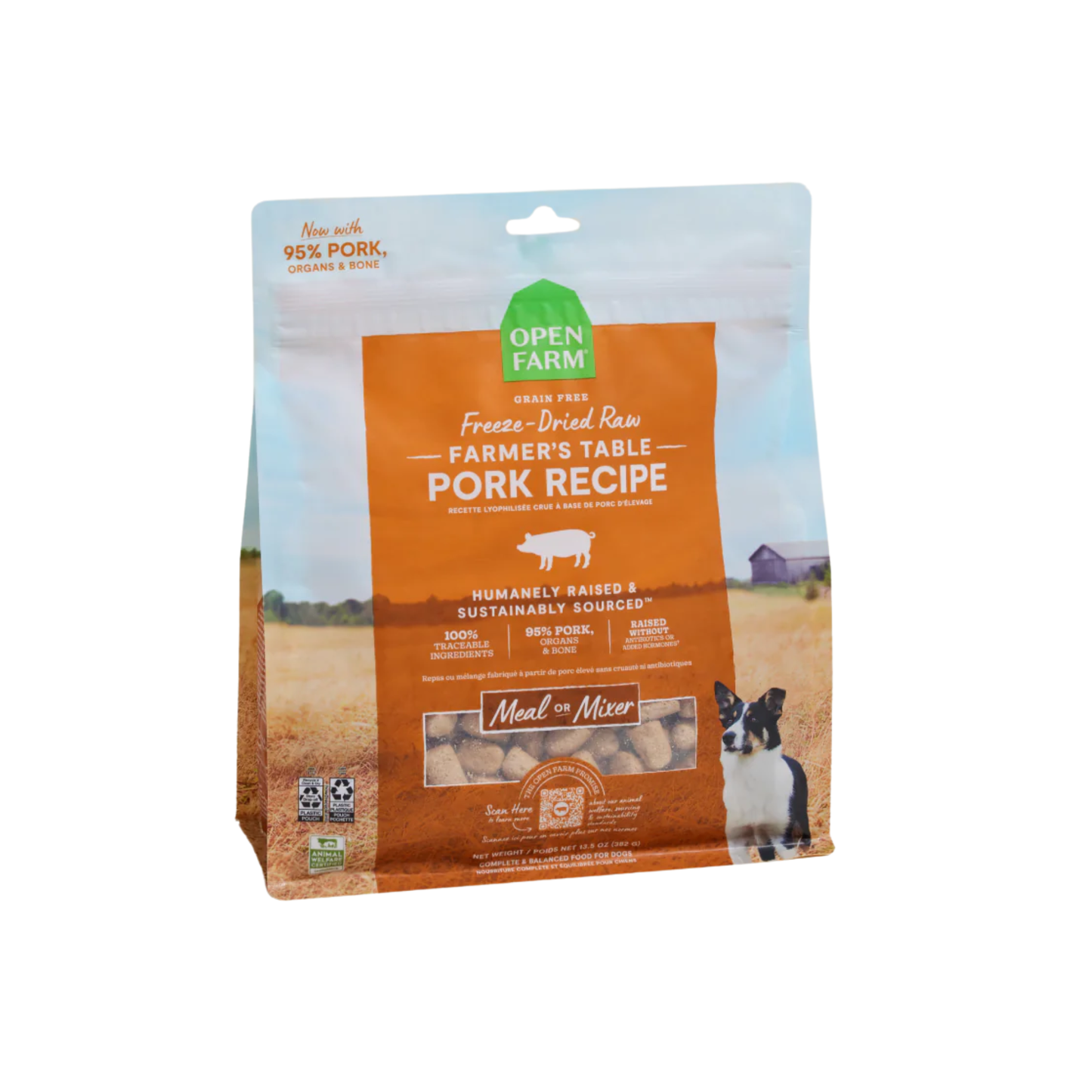 Open Farm - Nourriture crue lyophilisée pour chien au porc (morceaux)