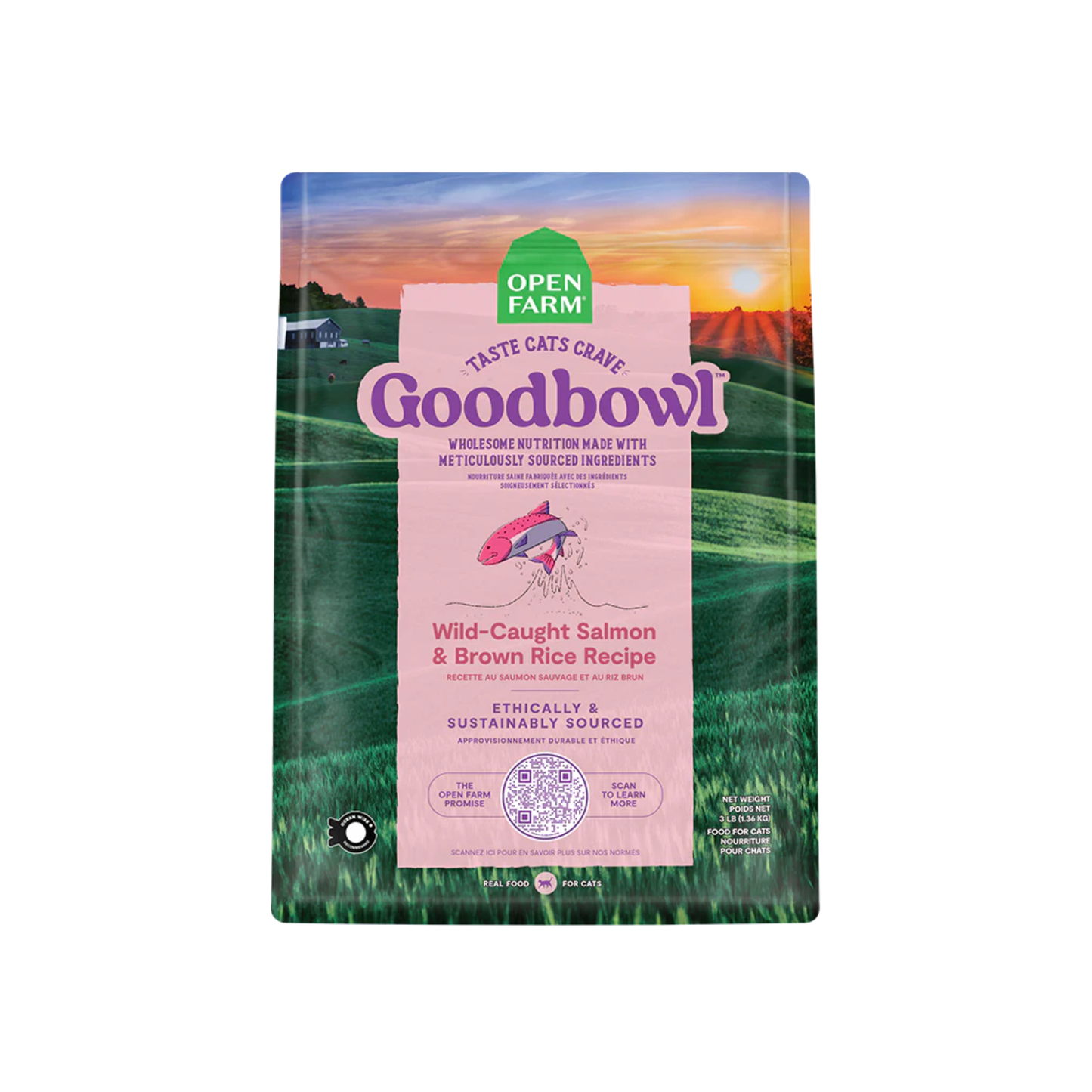 Open Farm - GoodBowl™ Nourriture sèche pour chat au saumon sauvage et au riz brun