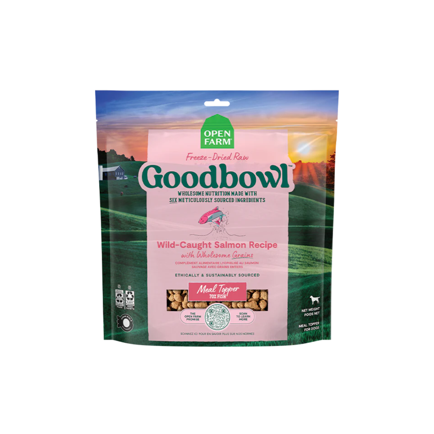 Open Farm - Goodbowl Nourriture crue lyophilisée pour chien au saumon sauvage