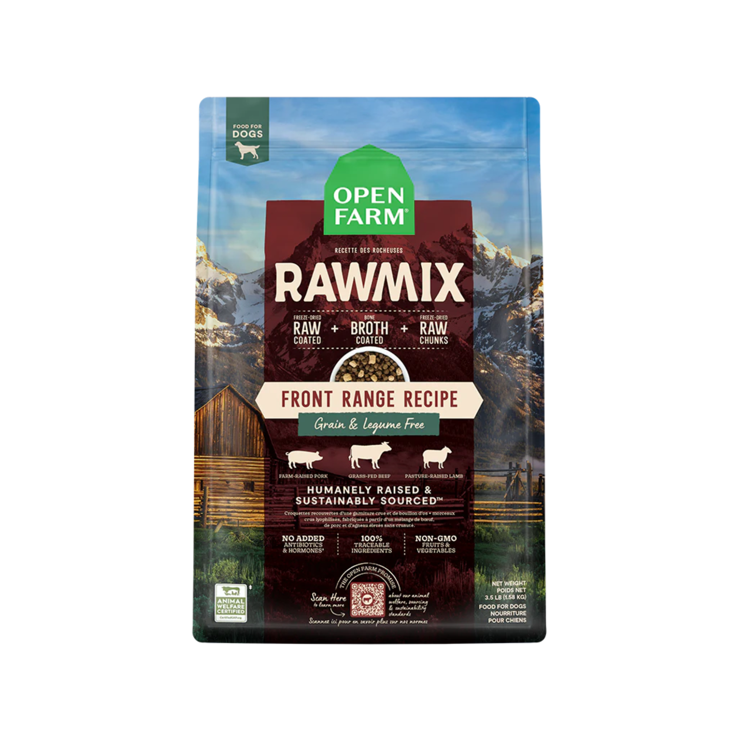 Open Farm - Front Range sans grains RawMix pour chien (boeuf)