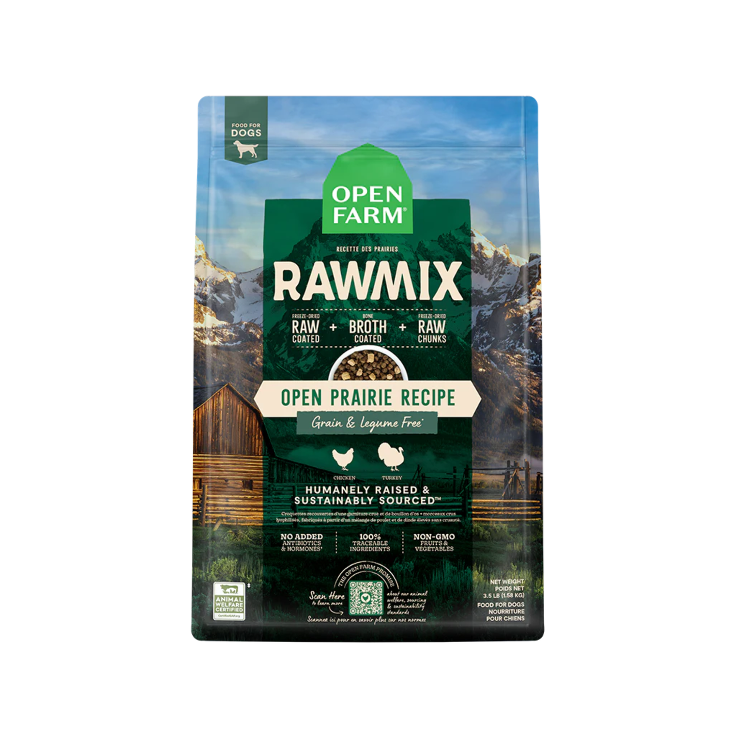 Open Farm - Open Prairie sans grains RawMix pour chien (poulet et dinde)