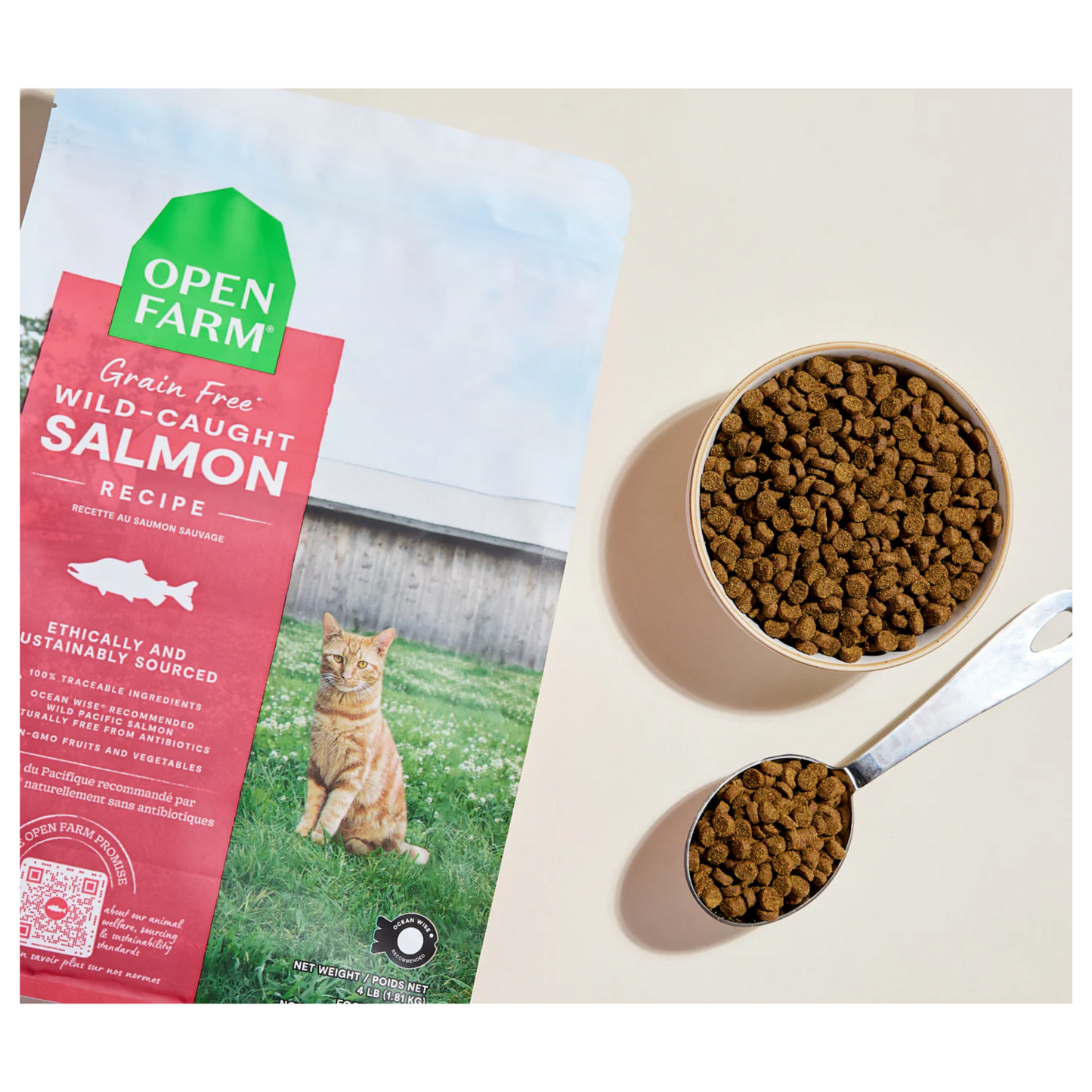 Open Farm - Croquettes pour chat (au saumon, sans grains)