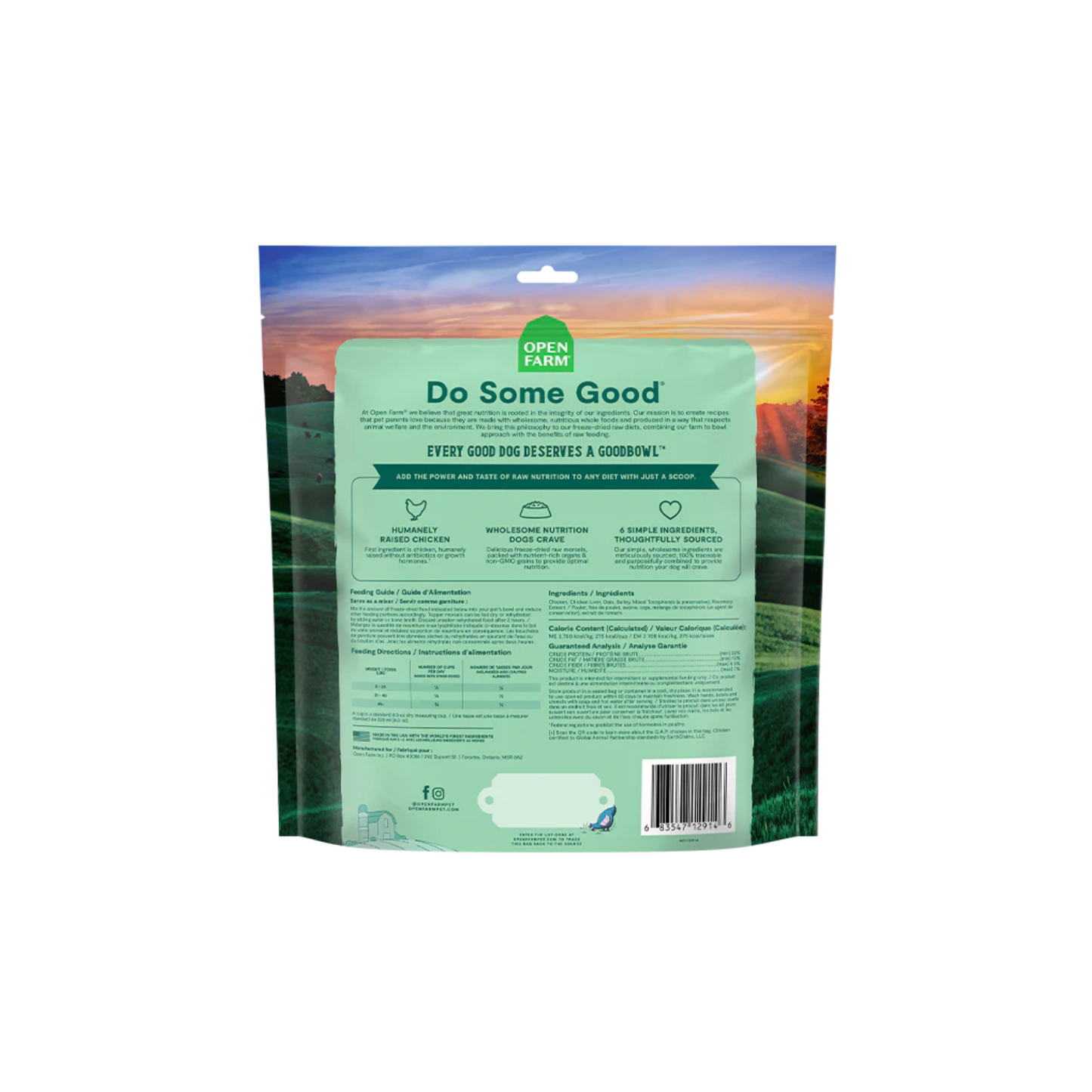 Open Farm - Goodbowl Nourriture crue lyophilisée pour chien au poulet