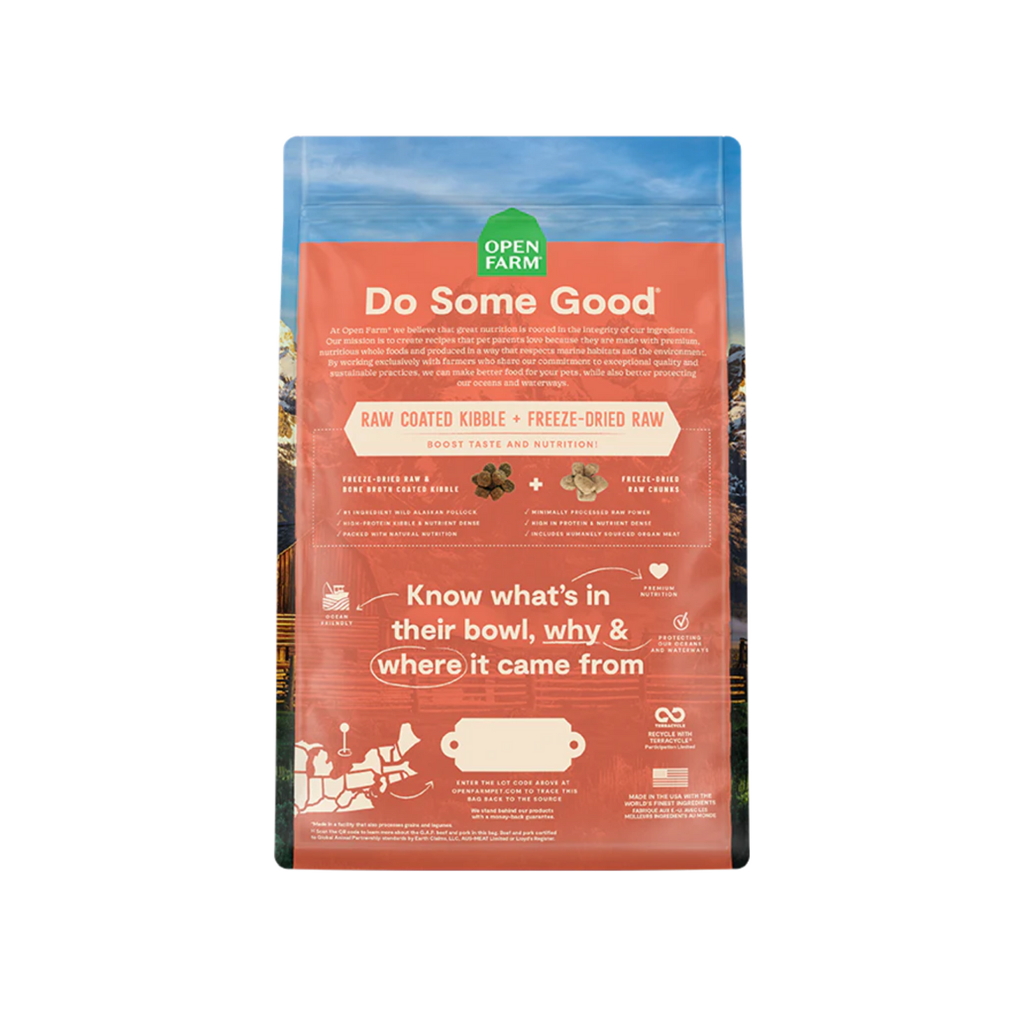 Open Farm - Tide and Terrain sans grains RawMix pour chien (boeuf et poisson)