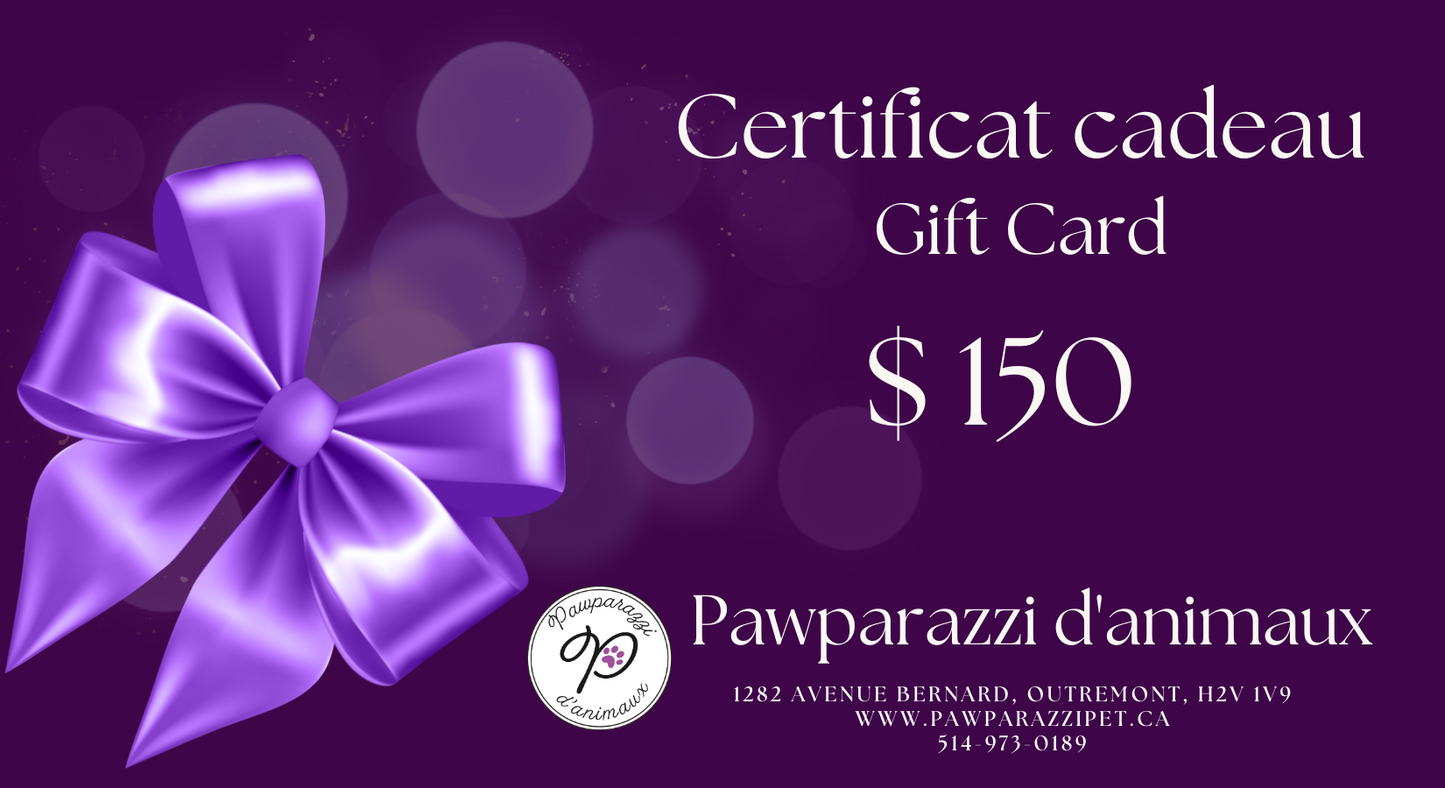 Certificat cadeau de Pawparazzi d'animaux