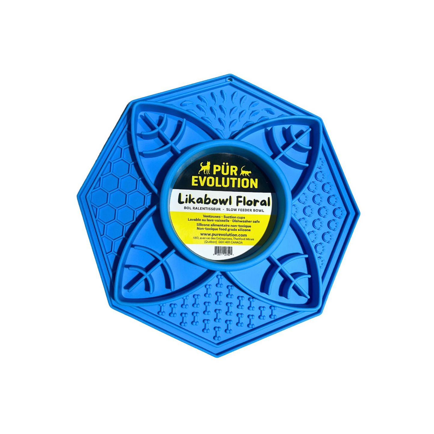 PÜR Evolution - LickaBowl tapis de lèche et ralentisseur pour chien et chat (bleu)