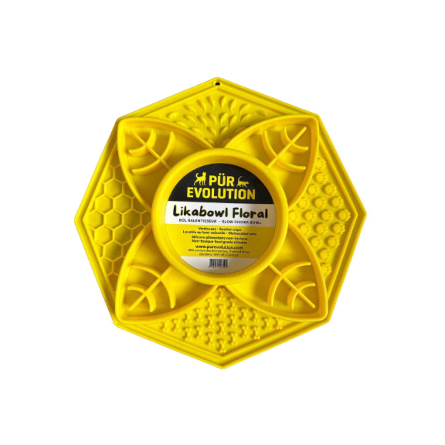PÜR Evolution - LickaBowl tapis de lèche et ralentisseur pour chien et chat (jaune)