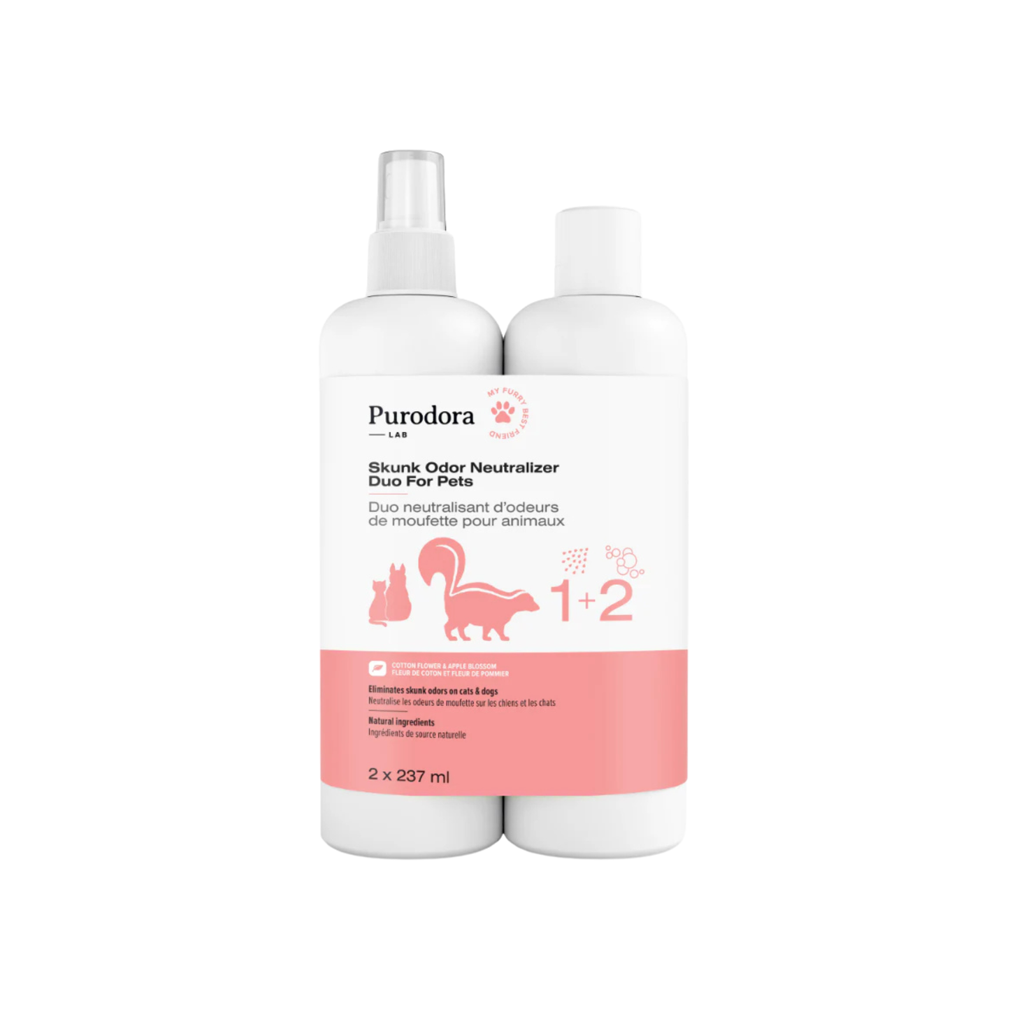 Purodora Lab - Skunk Odor Neutralizer Duo Shampoo and Neutralizer Spray (2 x 237 ml)