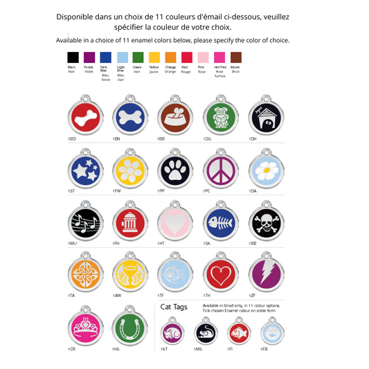 RedDingo - Médaille d'identification pour chien et chat en acier inoxydable (couleurs disponibles)