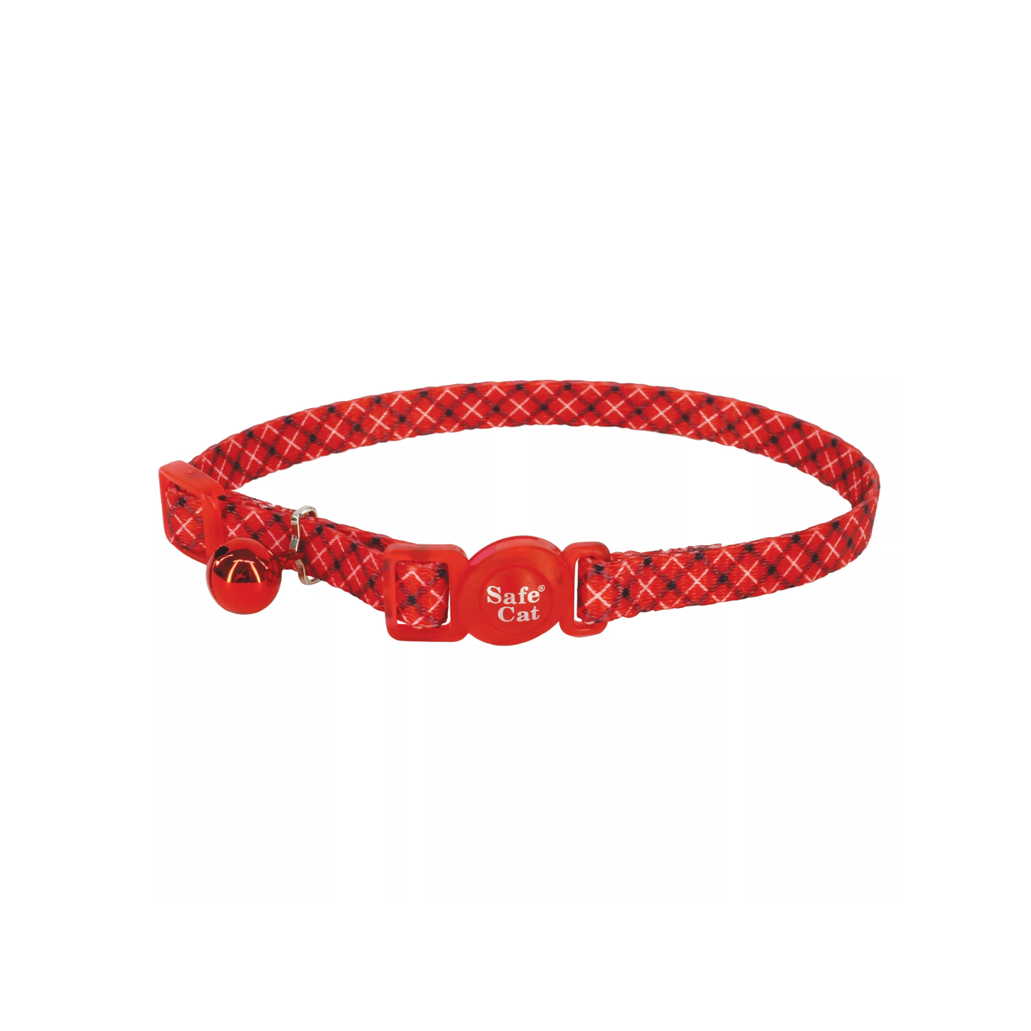 Safe Cat - Collier pour chat ajustable et détachable (carreaux rouges et blancs)