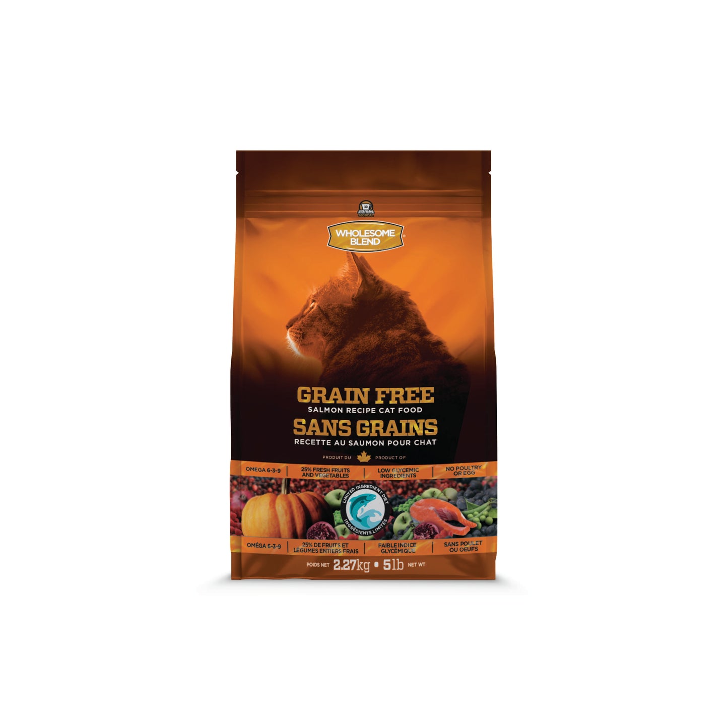 Wholesome Blend - Nourriture sèche pour chat à ingrédients limités (sans grains, saumon)