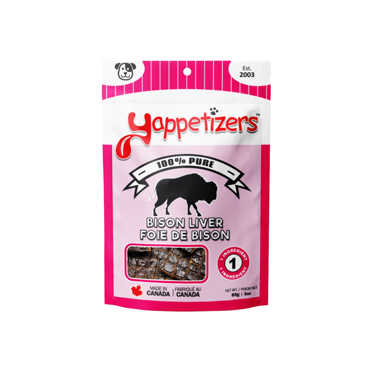 Yappetizers – Gâteries déshydratées pour chien au foie de bison