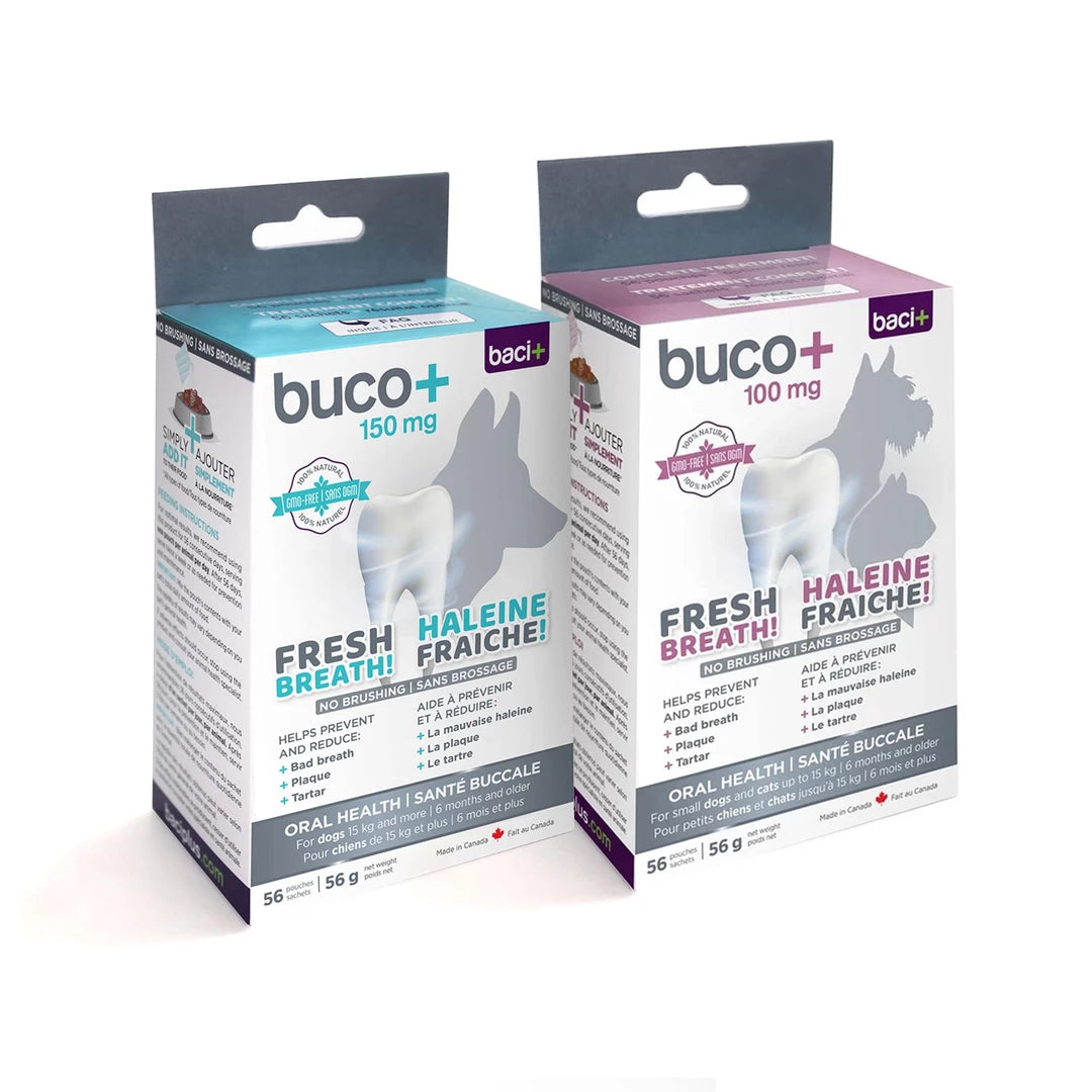 Baci+ - Buco+ traitement contre la plaque et le tartre pour chiens et chats (100 mg ou 150 mg)