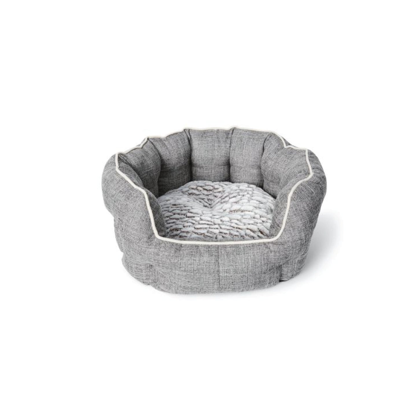 Bud'z - Lit douillet rond pour chat ou chien (gris)