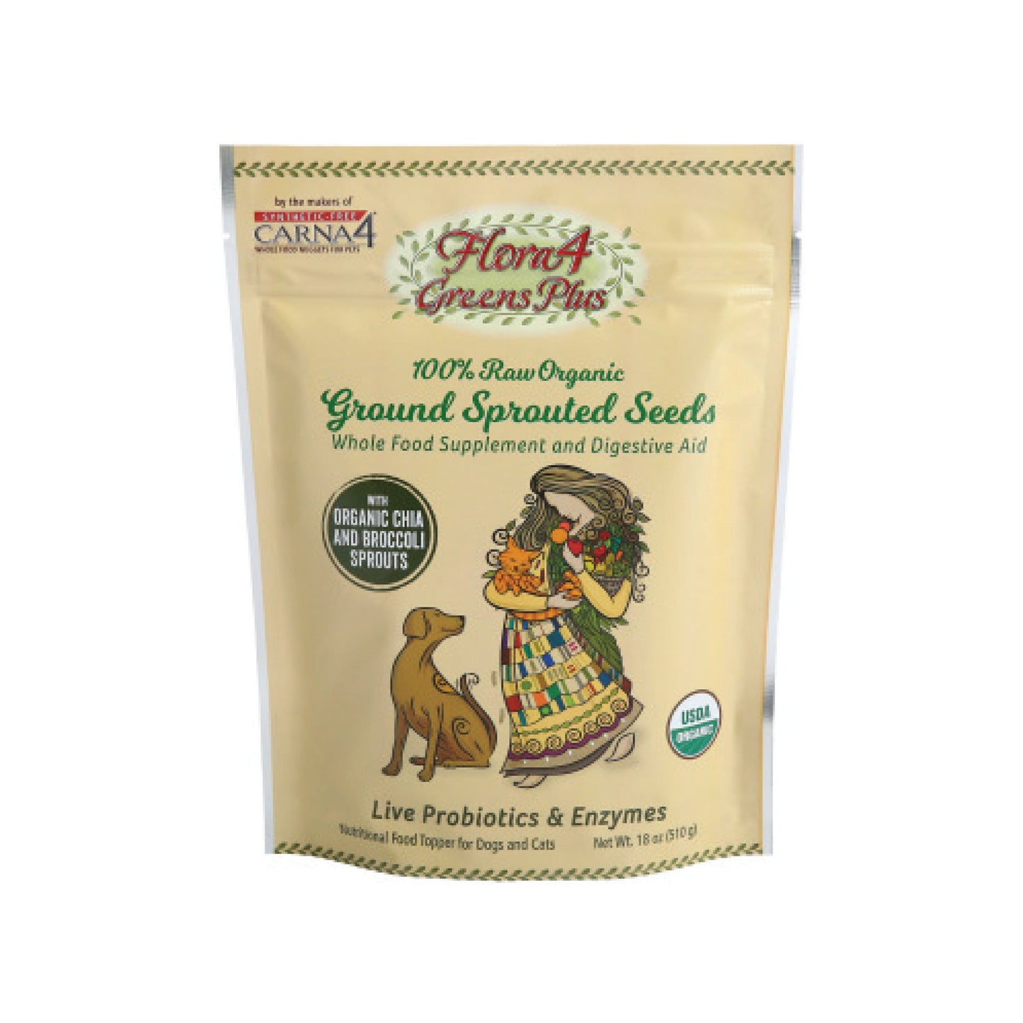 Carna4 - Flora4 Food Topper de graines germées moulues mélange vert