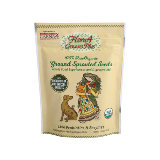 Carna4 - Flora4 Greens Plus Ground Sprouted Seeds Food Topper