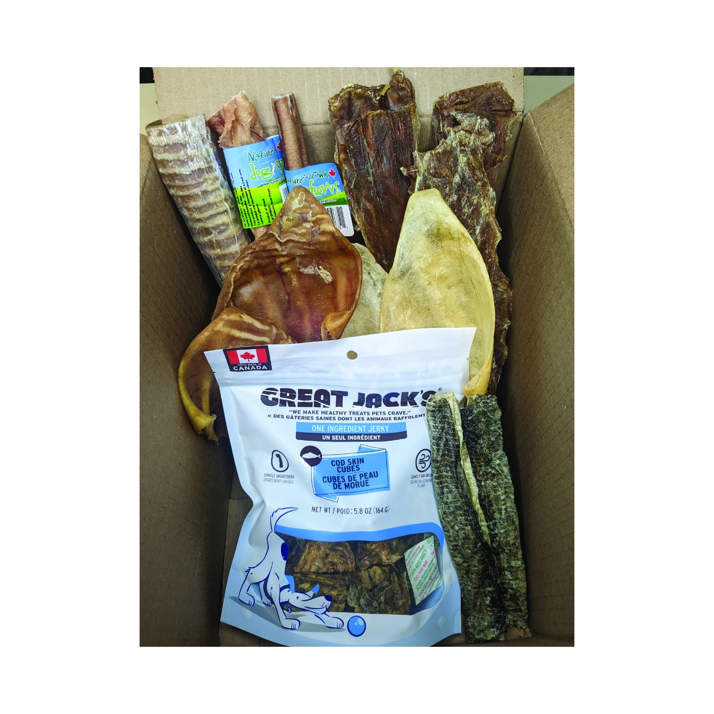 Dog chew box, single ingredient and long lasting treats
