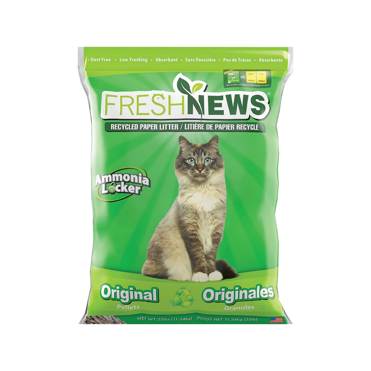 Fresh News - Litière originale de papier journal (granules, 25 lb)