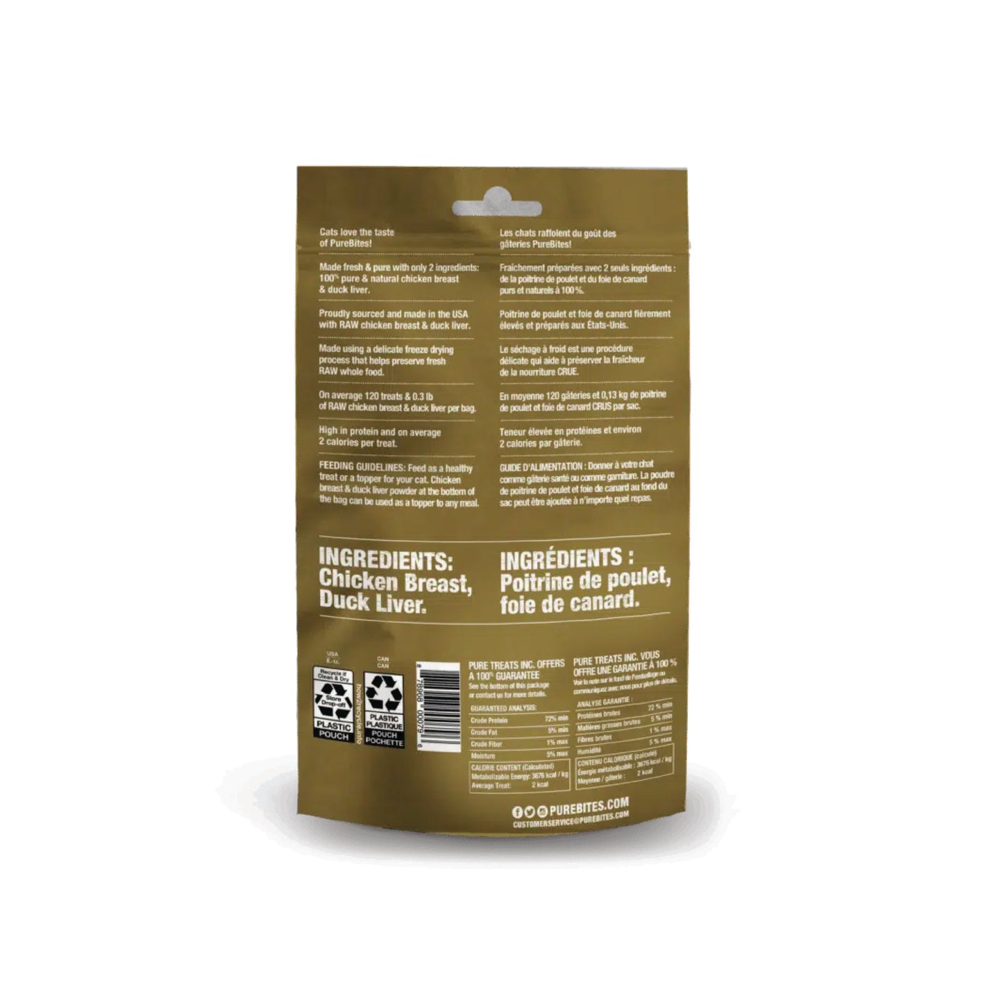 PureBites - Gâteries lyophilisées pour chat (poitrine de poulet et foie de canard)