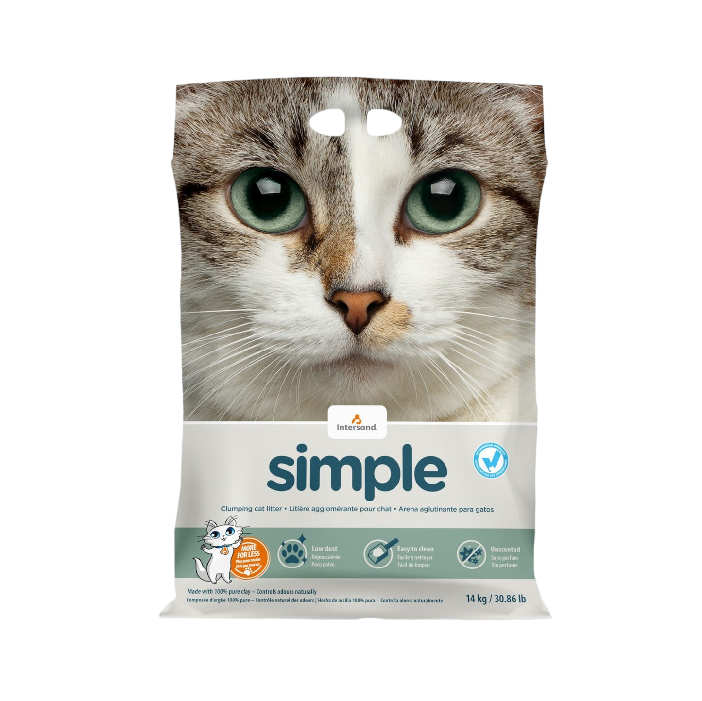 Simple - Litière agglomérante pour chat (sans odeur, 14 kg)