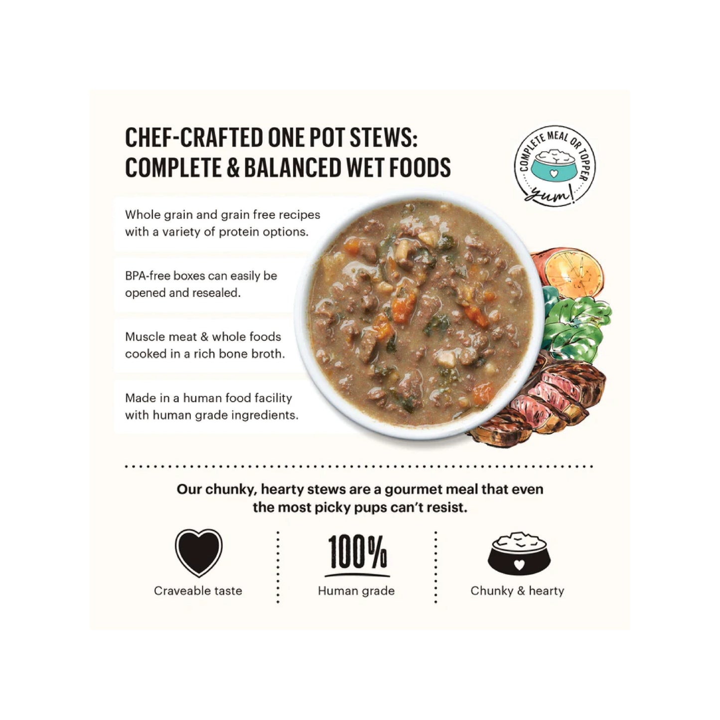 The Honest Kitchen - One Pot Stew Wet Dog Food with Braised Beef, Lamb, Green Beans & Sweet Potatoes
