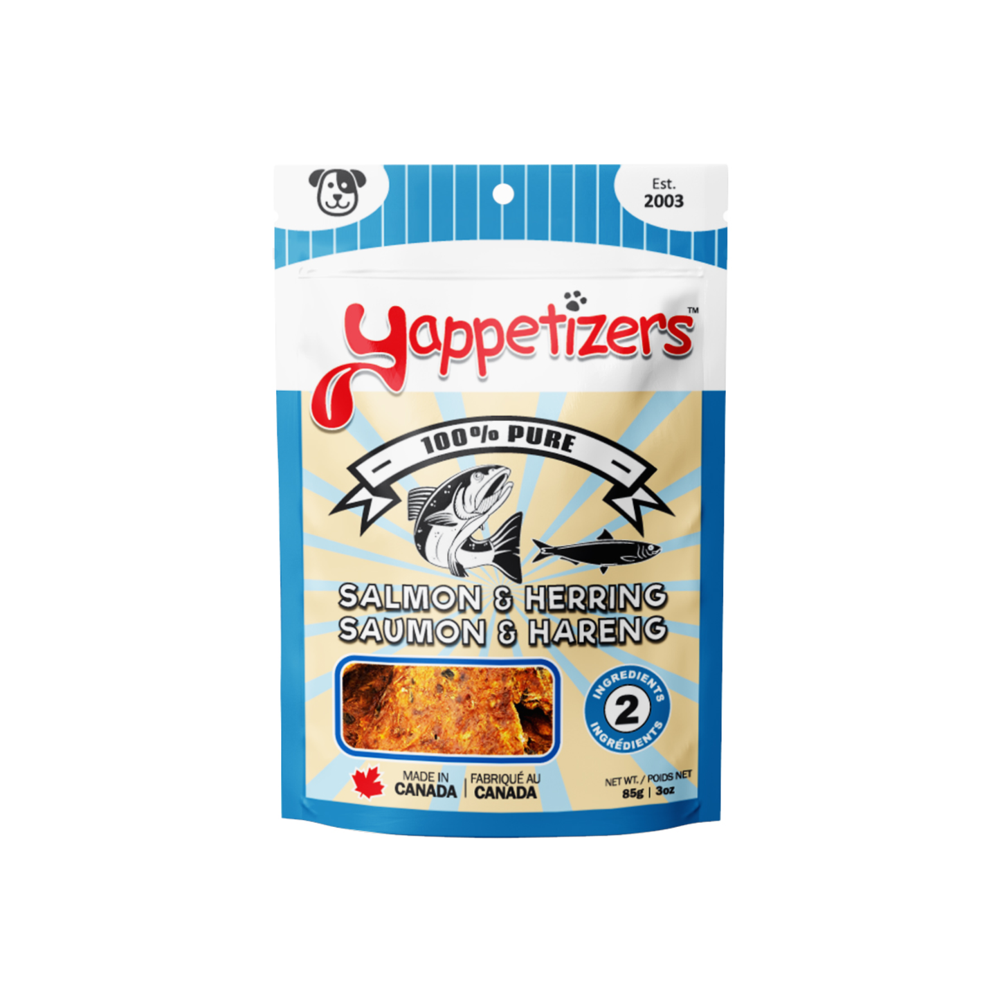 Yappetizers - Gâteries déshydratées pour chien au saumon et au hareng