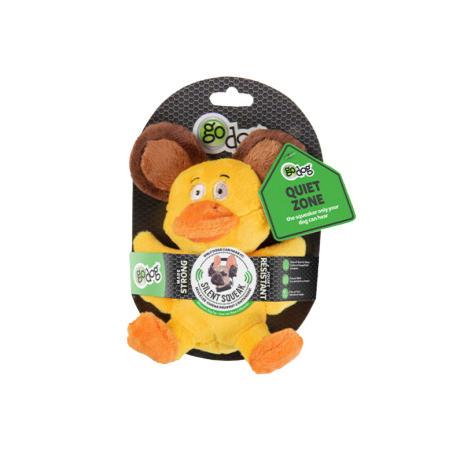 goDog - Peluche pour chien canard avec couineur silencieux