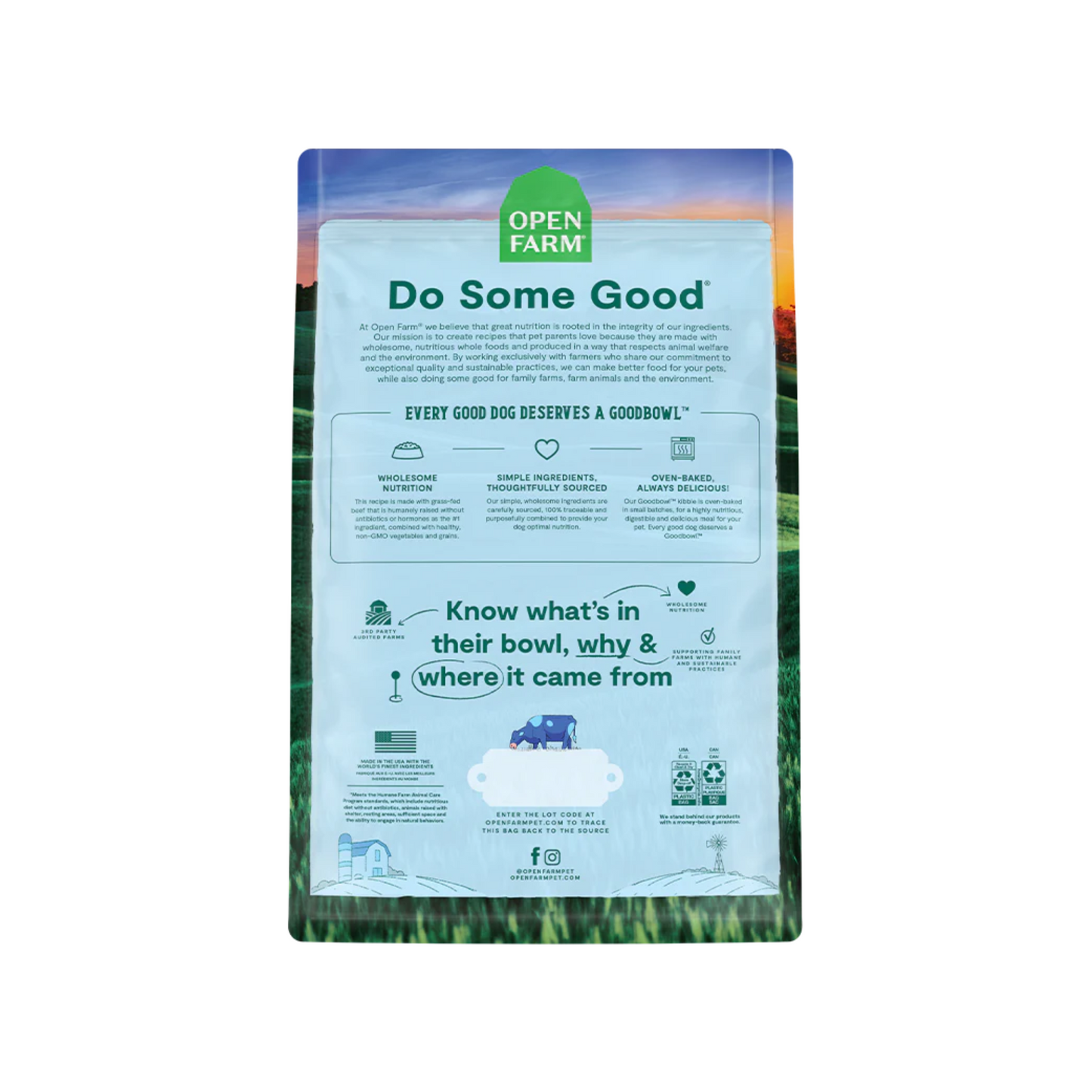 Open Farm - GoodBowl™ Nourriture sèche pour chien au bœuf nourri à l'herbe et au riz brun