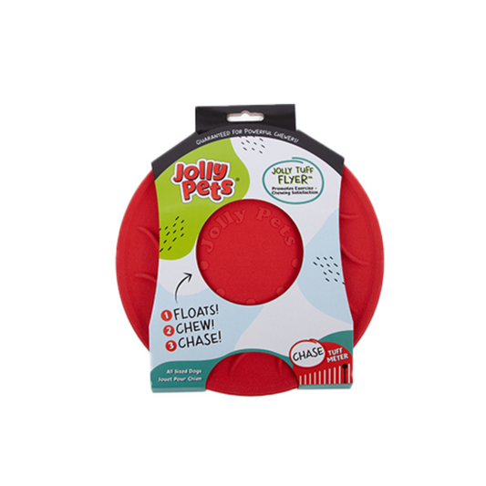 Jolly Pets - Jolly Tuff Flyer Dog Frisbee (Red, 8.5")