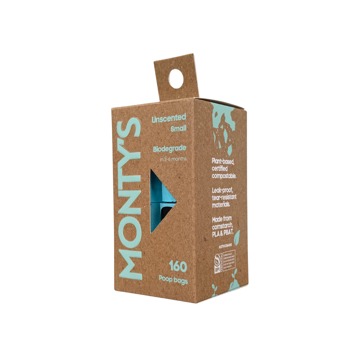 Monty's - Mini sacs à crottes compostables en fécule de maïs (160 petits sacs - 20 x 25 cm)