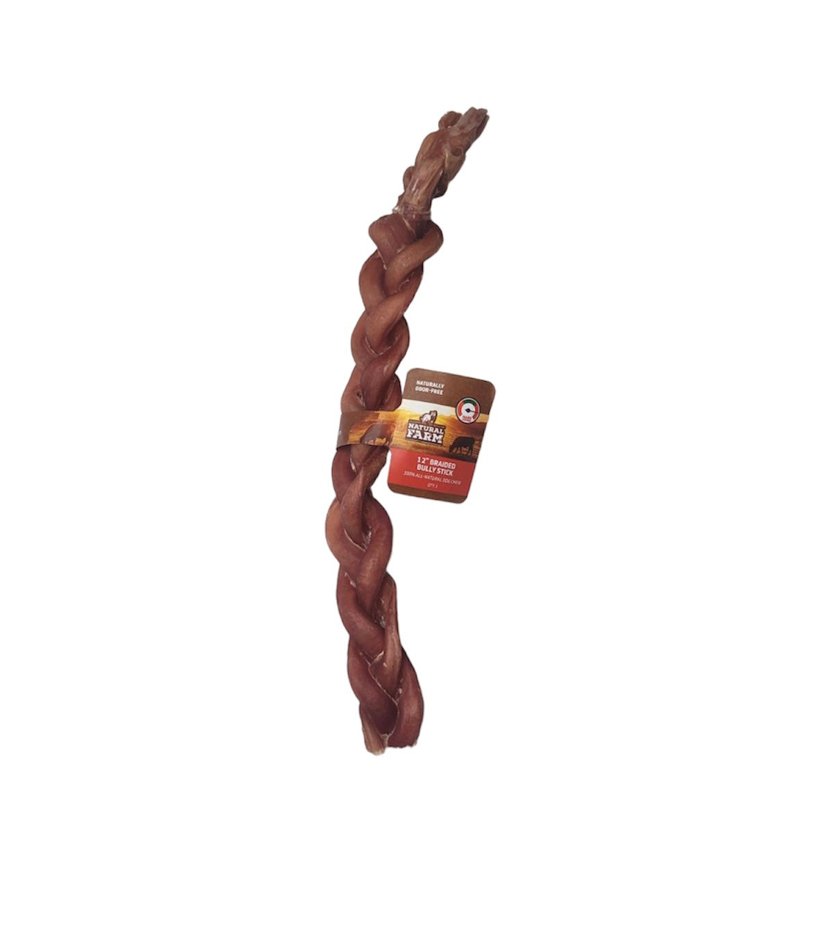 Natural Farm - Large Odourfree Braided Bully Stick (12")