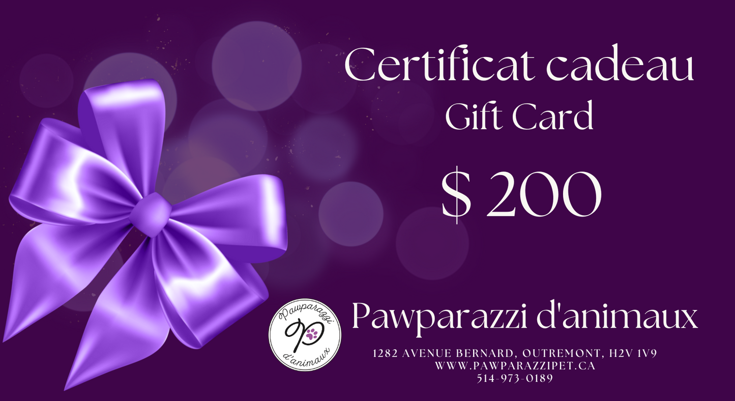 Gift Card from Pawparazzi d'animaux