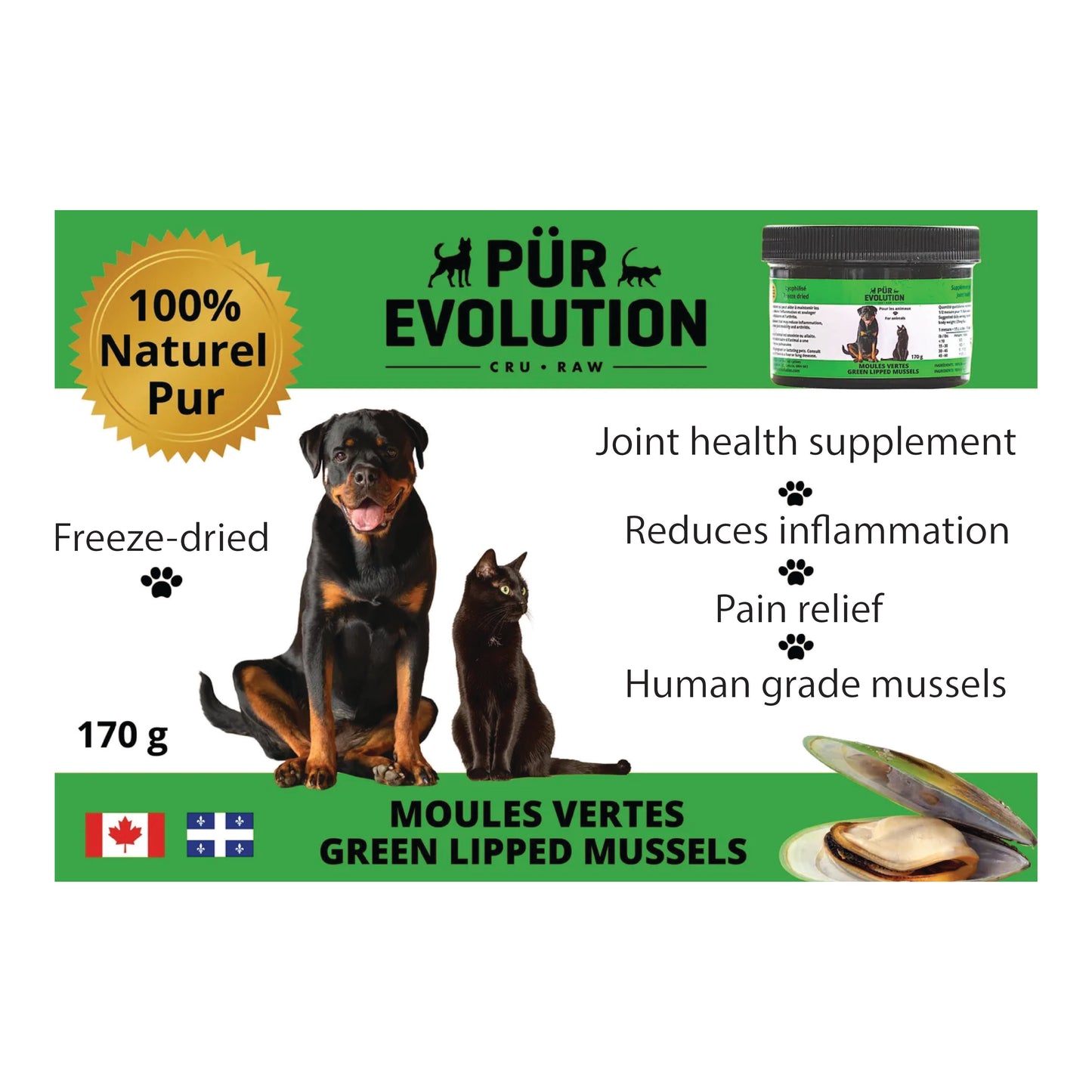 PÜR Evolution - Green Lipped Mussel Powder Mobility Supplement