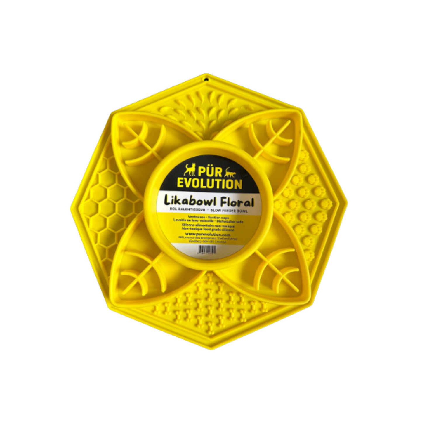 PÜR Evolution - LickaBowl Slow Feeder and Enrichment Lick Mat (Yellow)