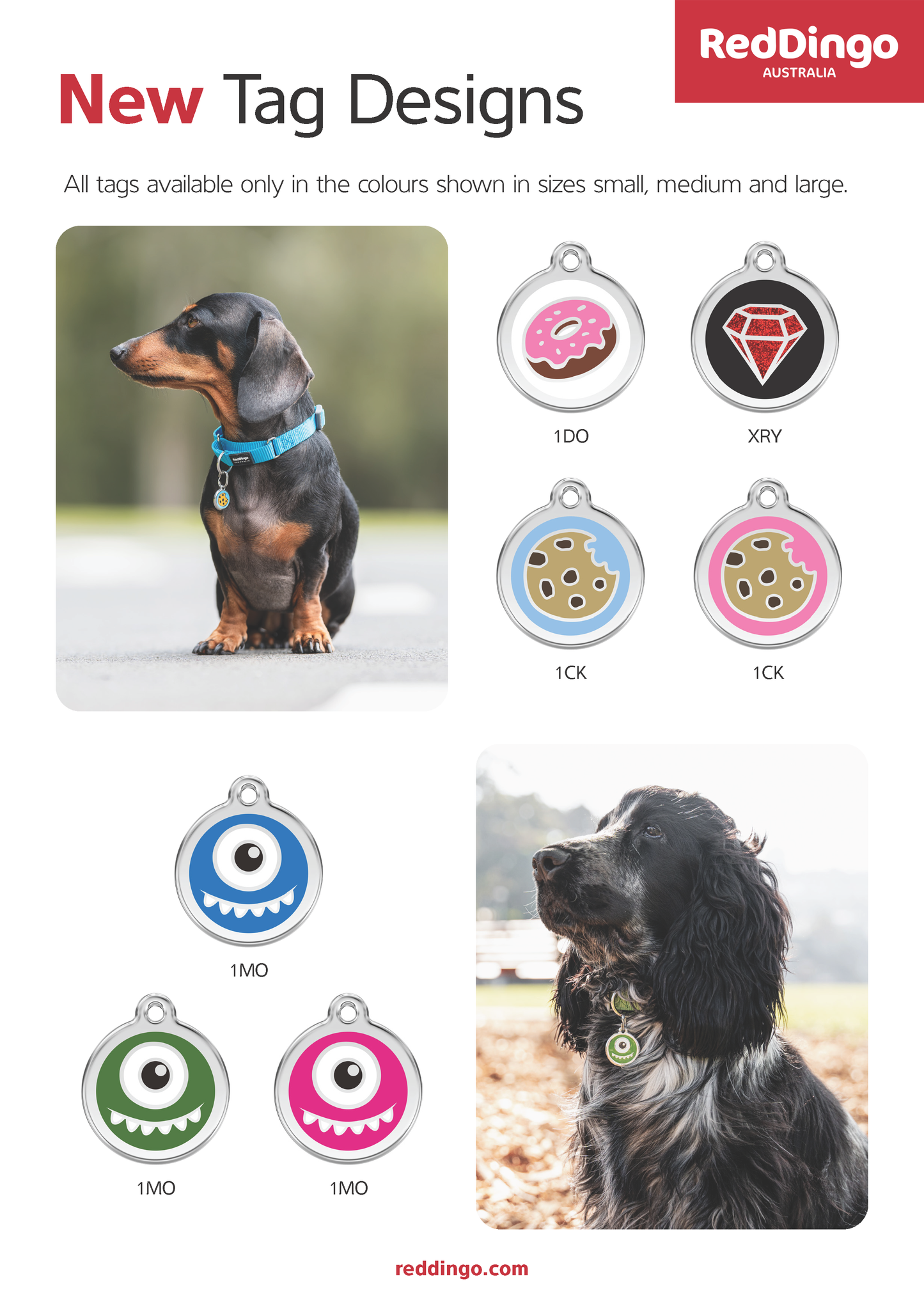 RedDingo - Médaille d'identification pour chien et chat en acier inoxydable (designs disponibles)