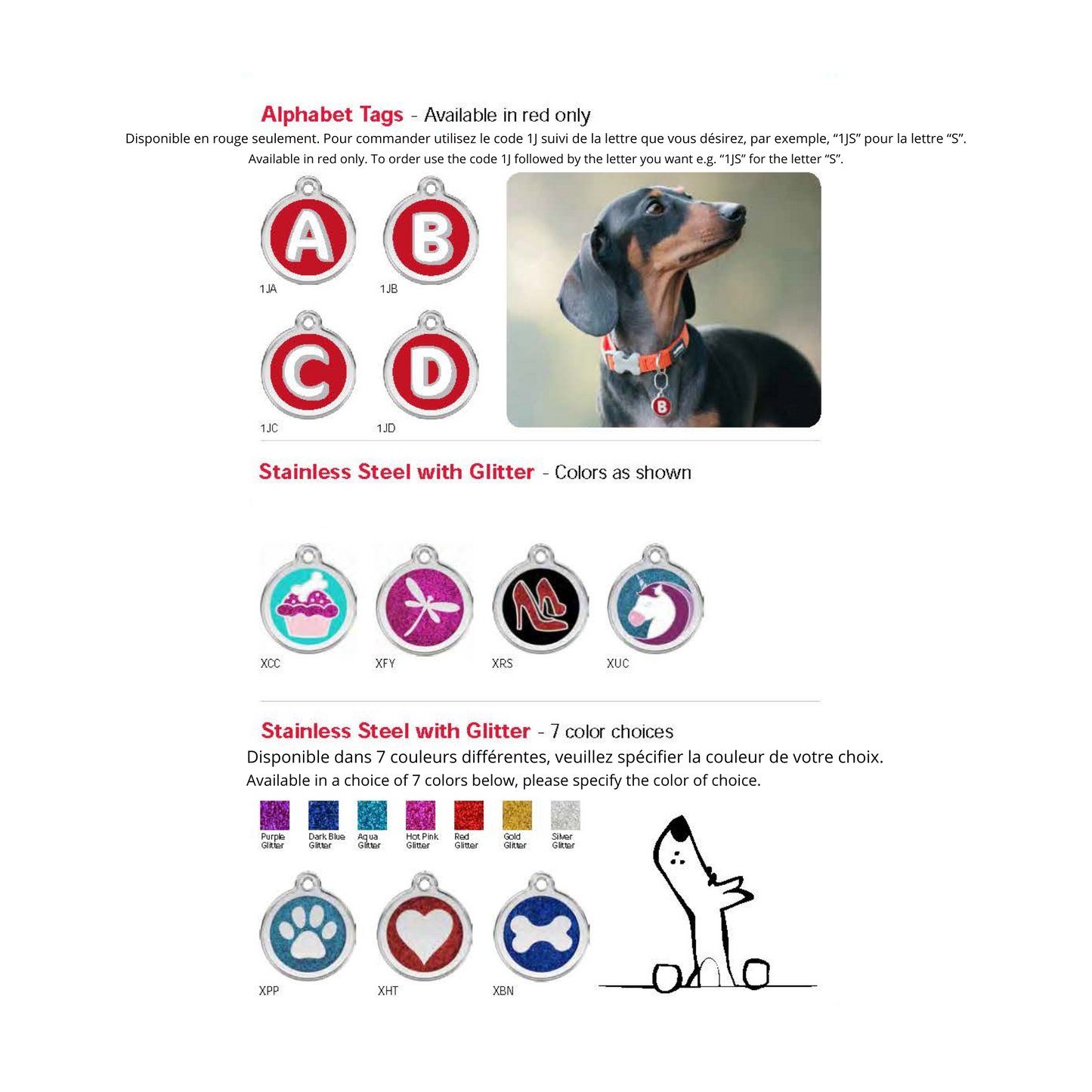 RedDingo - Médaille d'identification pour chien et chat en acier inoxydable (designs disponibles)