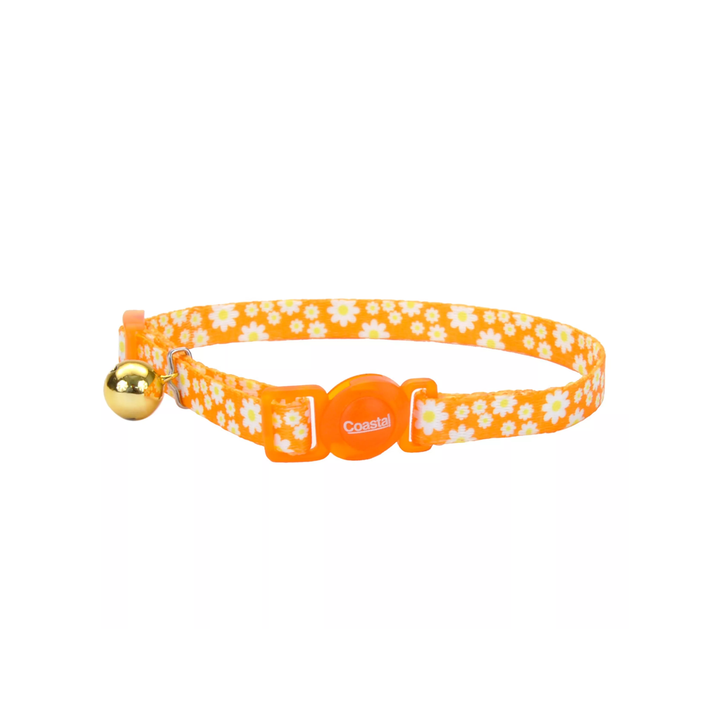 Safe Cat - Adjustable Breakaway Cat Collar (Orange Daisy)